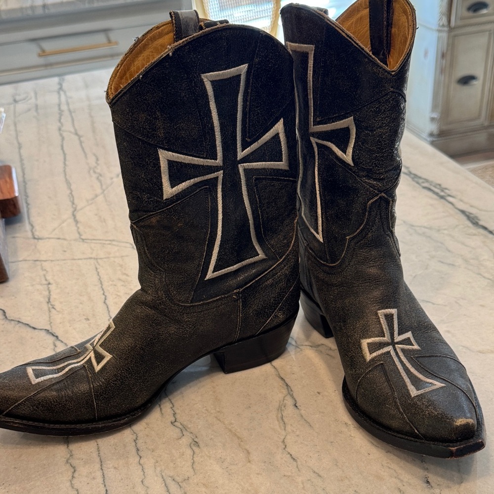 Old Gringo Camelot size 9 black distressed cross design boots - Picture 3 of 7